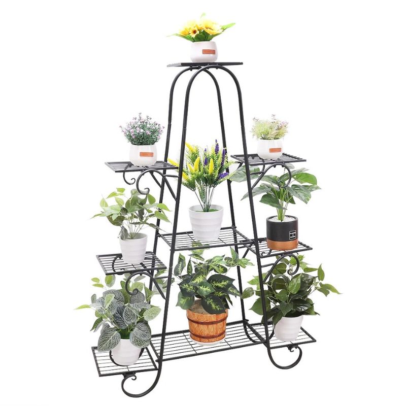 tall black plant stand indoor 9-Tier Metal Plant Stand Tall Black Iron For Indoor Plants – Gardening Plants And Flowers