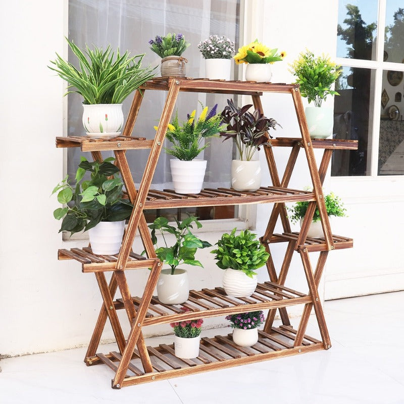 large wooden plant stand indoor 8 Tiers Wooden Flower Holder, Tiered Plant Rack for Garden, Balcony, Patio, Corner, Window, Living Room Decor