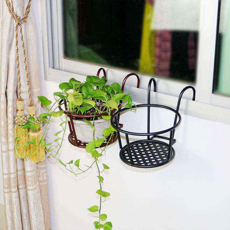 hanging plants holder Hanging Wrought Iron Plant Holder Pot Stand For Balcony Fence Decor