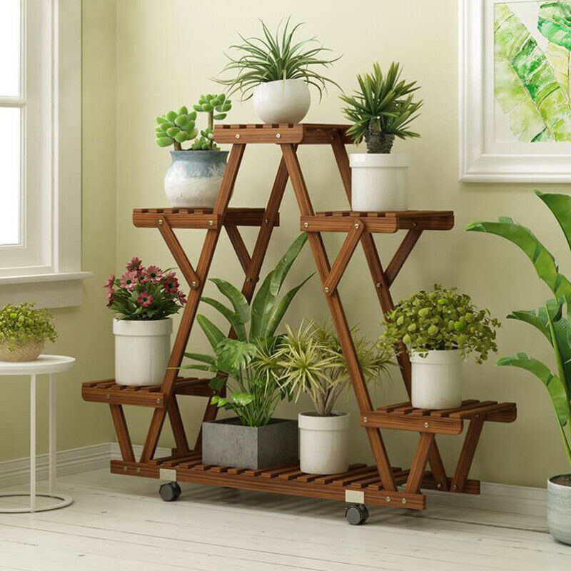 indoor plant stand on wheels Triangular Plant Stand