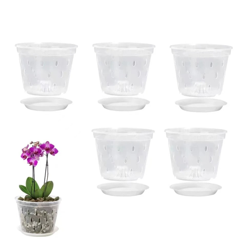 plastic pots for plants with drainage Orchid Pots Transparent Container Pot Planter w/Drainage – Gardening Plants  And Flowers