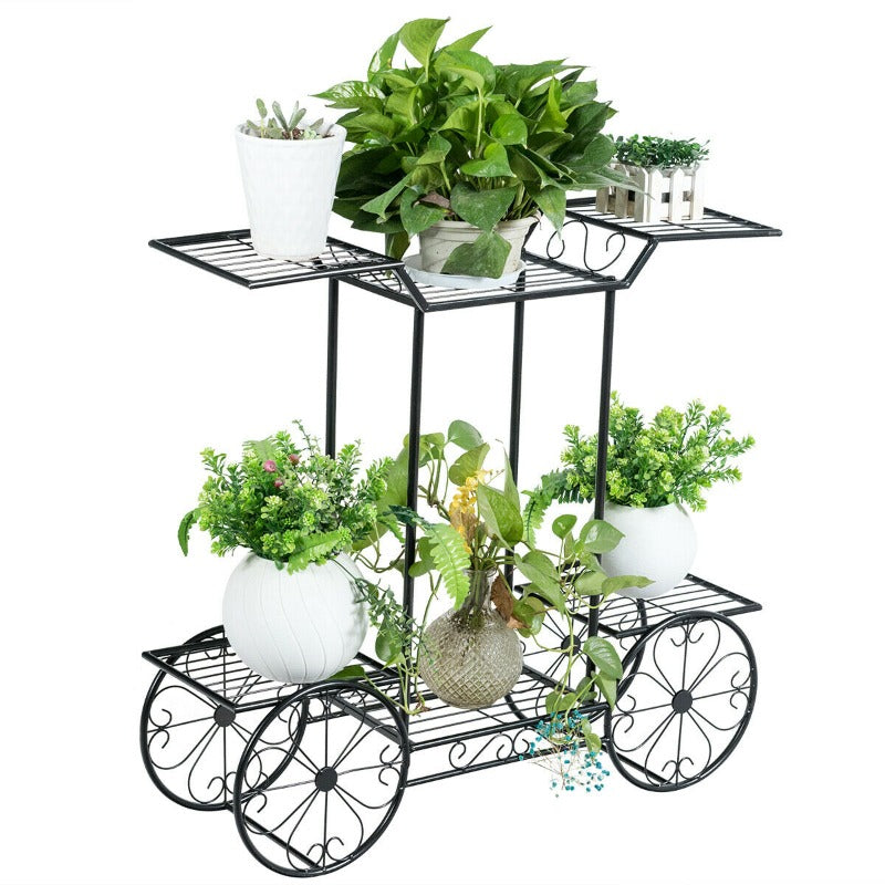 decorative pot plant holders 6-Tier Garden Cart Flower Rack Display Decor Pot Plant Holder
