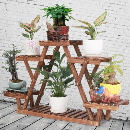 wooden indoor plant pots 6 Tier Wooden Plant Stand Indoor Flower Pot Display Rack