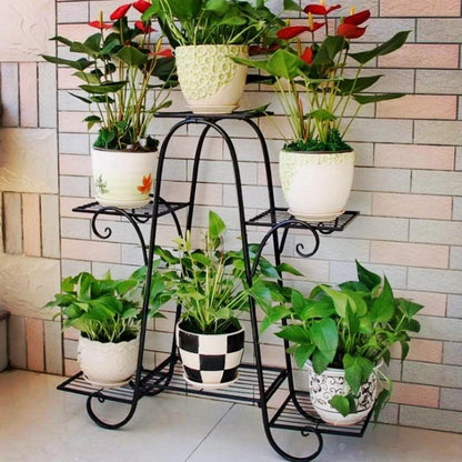 plant pot outdoor stand 6 Tier Flower Pot Stand Wrought Iron Plant Holder Metal Rack Display – Gardening Plants And Flowers